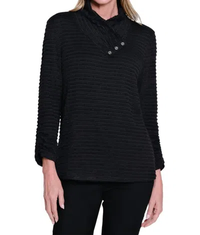 Multiples Faux Fur Shirred Top In Black