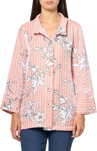 Multiples Floral Button Down Shirt In Pretty In Pink