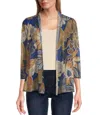 Multiples Floral Mesh Draped Front Jacket In Royal Blue In Multi