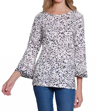 Multiples Flounce Sleeve Crewneck Top - Plus In Multi In White