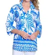 Multiples Flounce Sleeve Print Jacket (petite Size) In Bright Royal In Blue