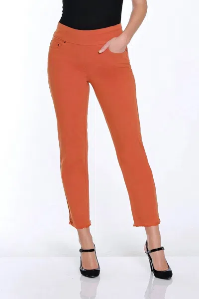 Multiples Fringe Hem Ankle Pant In Spice In Orange