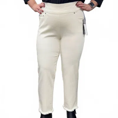 Multiples Fringe Hem Ankle Pant In Winter White