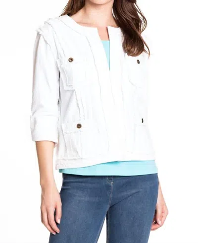 Multiples Fringe Trim Jacket In White