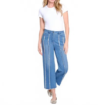 Multiples Fringe-seamed Denim Crop Jeans In Medium Indigo In Blue
