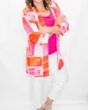 Multiples Geometric Kimono Jacket In Fuschia/orange In Multi