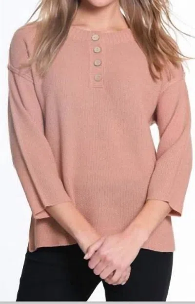 Multiples Henley Sweater In Salmon In Multi