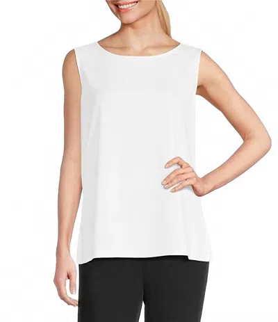 Multiples High Crew Neck Sleeveless Knit Tank Top In White