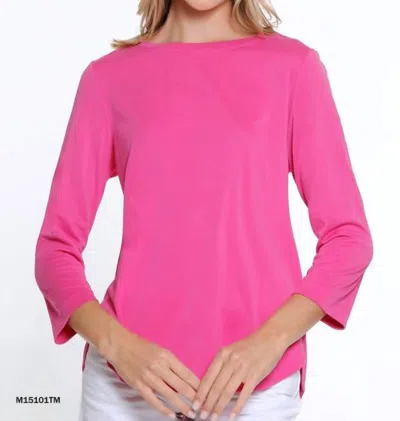 MULTIPLES HIGH-LOW KNIT TOP IN FUCHSIA