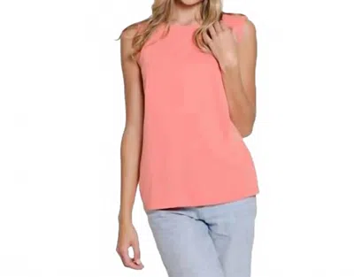 Multiples High Neck Scoop Tank Top In Coral Pink