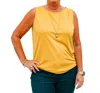Multiples High Neck Tank Top In Saffron In Yellow
