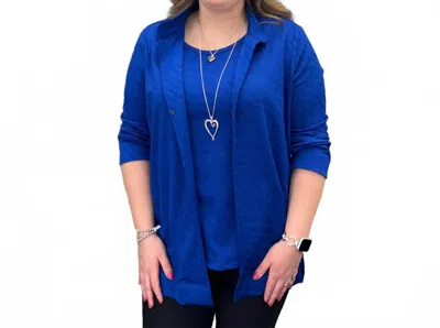 Multiples Jacquard Tank Top And Knit Jacket Set In Royal In Blue