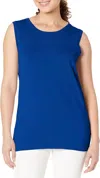 Multiples Jewel Neck Solid Sweater Knit Tank Top In Royal In Blue