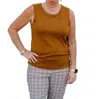 Multiples Jewel Neck Solid Sweater Tank In Tobbern In Multi