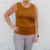 Multiples Jewel Neck Solid Sweater Tank In Tobbern In Multi