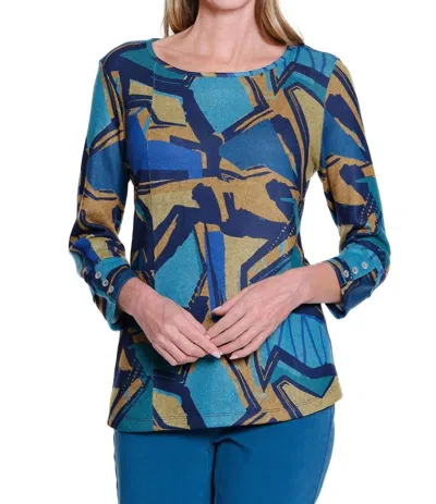 Multiples Kaleidoscope Zip Pocket Top In Abstract Multi