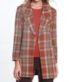 Multiples Long Sleeve Open Front Plaid Jacket In Multi In Multi