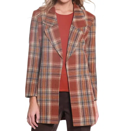 Multiples Long Sleeve Open Front Plaid Jacket In Multi