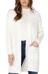 Multiples Long Sleeve Shawl Collar Knit Cardigan In Winter White In White