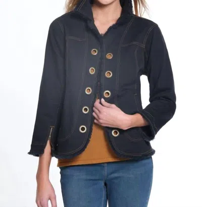 Multiples Midnight Grommet Jacket In Black Denim