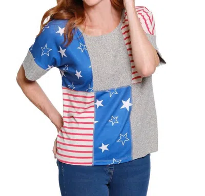 Multiples Mixed Print Knit Top In Multi
