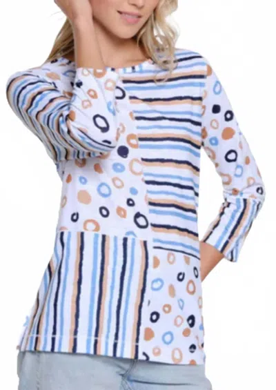 MULTIPLES MIXED PRINT SCOOP NECK KNIT TOP IN MULTI