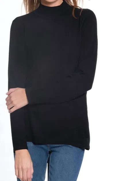 MULTIPLES MOCK NECK SWEATER IN BLACK