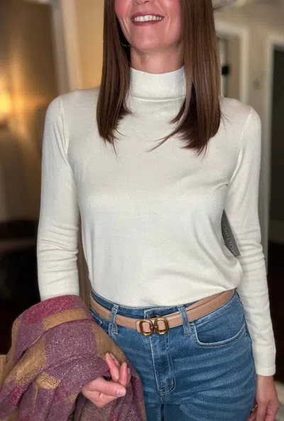 Multiples Mock Neck Sweater In White