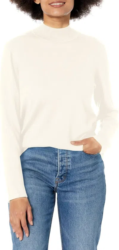 Multiples Mockneck Sweater In Winter White In Blue