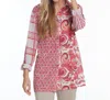 Multiples Multi Print Crinkle Blouse In Fuschia In Pink