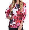 Multiples Multi Shirred Scoop Neck Top In Pink/black In Multi