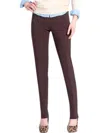Multiples Narrow Pull-on Straight Leg Pant In Chocolate In Gold