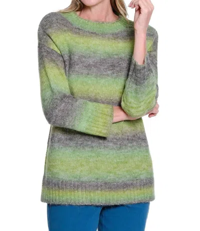Multiples Ombre Striped Sweater In Olive In Multi