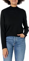 Multiples On The Run Mock Neck Top In Black In Black