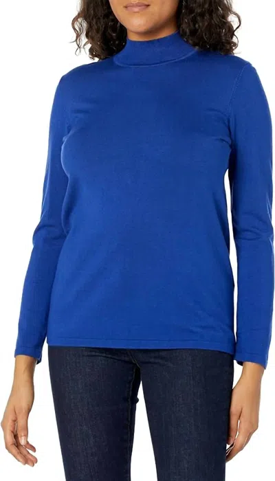 Multiples On The Run Mock Neck Top In Royal In Blue