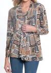 Multiples Longsleeve Open Front Jacket & Tank 2pc Set In Abstract Multi In Multi