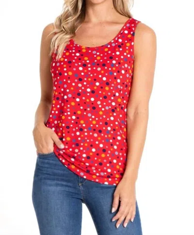 Multiples Patriotic Dots Double Scoop Print Tank In Red In Animal Print