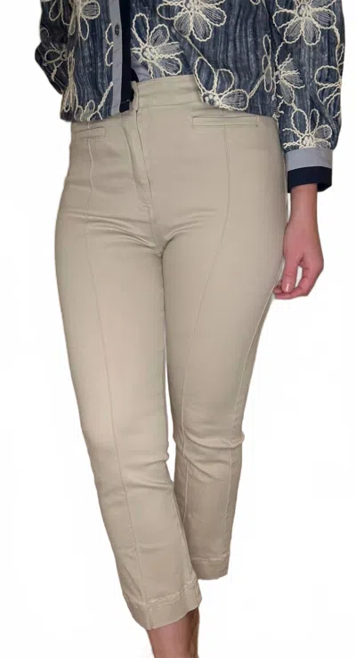 Multiples Pin Tuck Flare Leg Crop Jean In Beige In Neutral