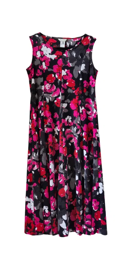 Multiples Pink & Red Floral Panel Tank Dress In Multi