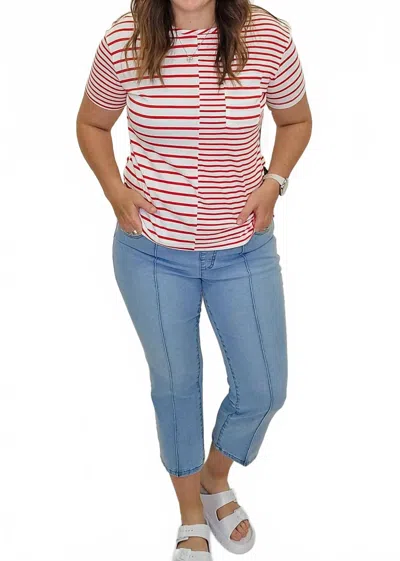 Multiples Pintuck Flare Crop Jeans In Light Indigo In Blue