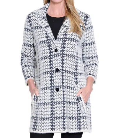Multiples Plaid Lapel Collar Jacket In Winter White