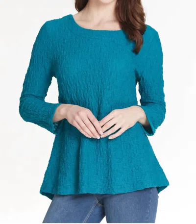 Multiples Pleat Back Knit Top In Dark Peacock In Blue