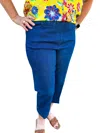 Multiples P/o Solid Fine Line Twill & Slub Denim Capri With Real Front And Back Pockets And 1-button In Royal In Blue