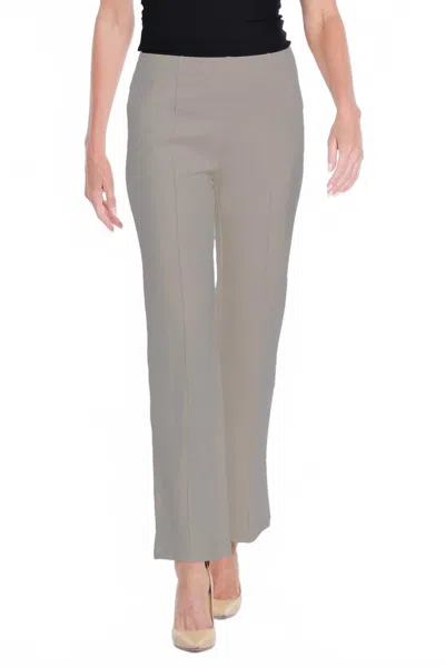 Multiples Ponte Pin Tuck Flare Pants In Stone In Gray
