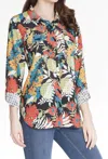 Multiples Print Hi Lo Button Front Blouse In Black Multi In Multi