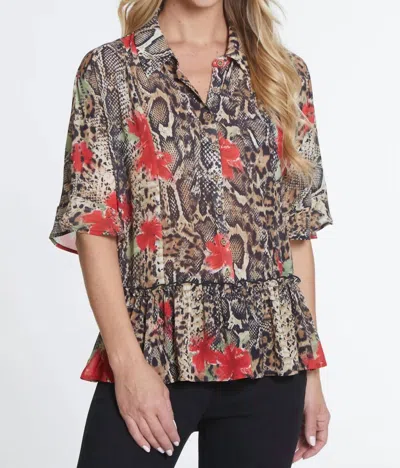 Multiples Print Peplum Top In Multi