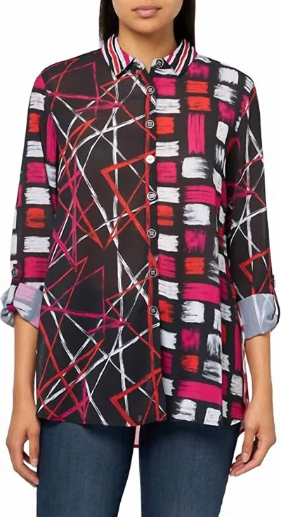 Multiples Print Polyester Blouse In Multi In Black