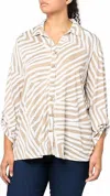 Multiples Print Y-neck Shirt In Stone/white In Multi