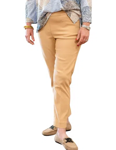 Multiples Pull On Crop Pants In Camel In Nude