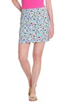 Multiples Pull On Leaf Print Skort In White/neon Mix In Multi